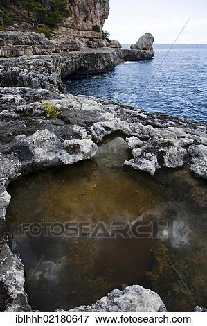 Stock Photo - Cala Santanyi, southeast coast, Majorca, Balearic Islands, Spain, Europe. Fotosearch