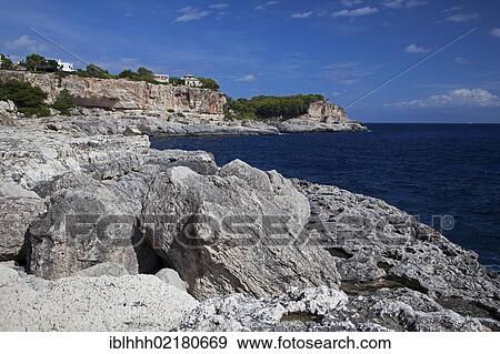 Stock Photo - Cala Santanyi, southeast coast, Majorca, Balearic Islands, Spain, Europe. Fotosearch