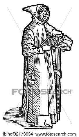 Capuchin monk, historical illustrtion from the 19th Century, after a woodcut from 1492 View Large Photo Image Picture - Capuchin monk, historical illustrtion from the 19th Century, after a woodcut from 1492. Fotosearch