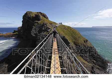 Stock Photo - Carrick-a-Reed Rope Bridge, County Antrim, Northern Ireland, United Kingdom, Europe. Fotosearch