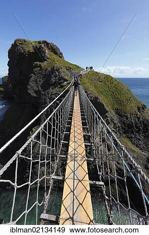 Stock Photo - Carrick-a-Reed Rope Bridge, County Antrim, Northern Ireland, United Kingdom, Europe. Fotosearch