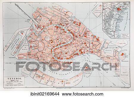 Carte De Venise Italie Historique Illustration Meyers Konversationslexikon Encyclopedie 17 Europe Image Iblnit Fotosearch