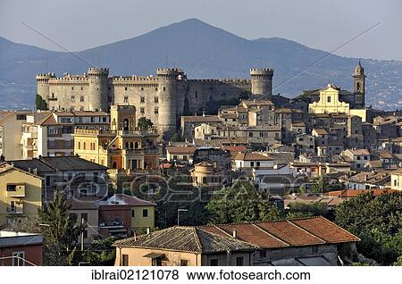 Stock Photo - Castello Odescalchi, fortress, cathedral Duomo Santo Stefano, Bracciano, Lazio, Italy, Europe. Fotosearch