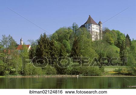 Stock Photograph - Castle in Bad Groenenbach, Lower Allgaeu, Allgaeu, Swabia, Bavaria, Germany, Europe, PublicGround, Europe. Fotosearch