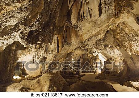 Stock Photo - Chang Cave, stalactite or limestone cave in karst rock formations, Vang Vieng, Vientiane, Laos, Indochina, Asia. Fotosearch