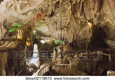 Stock Photography - Chang Cave, stalactite or limestone cave in karst rock formations, Vang Vieng, Vientiane, Laos, Indochina, Asia. Fotosearch