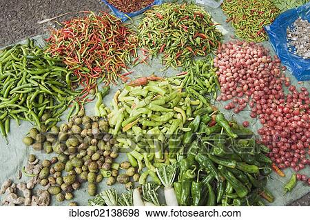 Stock Photo - Chilis on the morning market, Luang Prabang, Laos, Indochina, Asia. Fotosearch