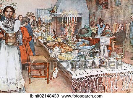 Christmas dinner, illustration in The House in the Sun by Carl Larsson, 1917 View Large Photo Image Stock Photo - Christmas dinner, illustration in The House in the Sun by Carl Larsson, 1917. Fotosearch