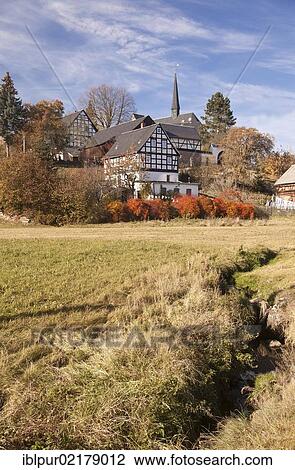 Church and half-timbered houses, Hirschfeld, Zwickau, Saxony, Germany, Europe View Large Photo Image Stock Image - Church and half-timbered houses, Hirschfeld, Zwickau, Saxony, Germany, Europe. Fotosearch
