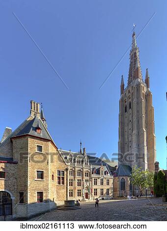 Stock Image - Church of Our Lady, Onze-Lieve-Vrouwekerk, historic town centre of Bruges, UNESCO World Heritage Site, West Flanders, Flemish Region, Belgium, Europe. Fotosearch