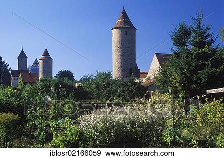 Stock Photo - City walls and towers, Dinkelsbühl, Hohenlohe, Franconia, Bavaria, Germany, Europe. Fotosearch