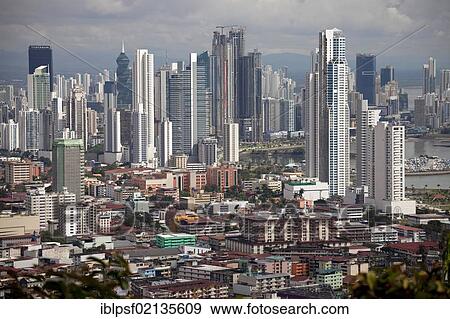 Cityscape and skyline of Panama City, seen from Cerro Ancon Mountain, Panama, Central America, North America View Large Photo Image Stock Photo - Cityscape and skyline of Panama City, seen from Cerro Ancon Mountain, Panama, Central America, North America. Fotosearch