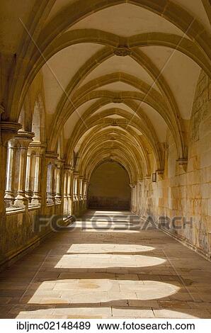 Stock Photo - Cloister at Monastery of Santa Maria da Vitoria, Batalha Monastery, UNESCO World Heritage Site, Batalha, Leiria district, Estremadura, Portugal, Europe. Fotosearch