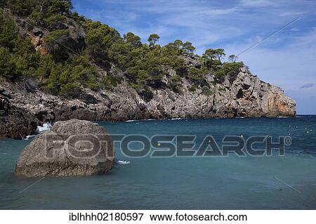 Coast, Cala Deia, Majorca, Balearic Islands, Spain, Europe View Large Photo Image Stock Photo - Coast, Cala Deia, Majorca, Balearic Islands, Spain, Europe. Fotosearch