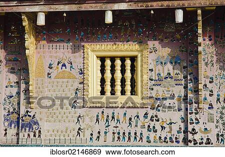 Colored glass mosaics at the library, Ho Phra Mane, Wat Xieng Thong temple, Luang Prabang, Laos, Indochina, Asia View Large Photo Image Stock Photo - Colored glass mosaics at the library, Ho Phra Mane, Wat Xieng Thong temple, Luang Prabang, Laos, Indochina, Asia. Fotosearch