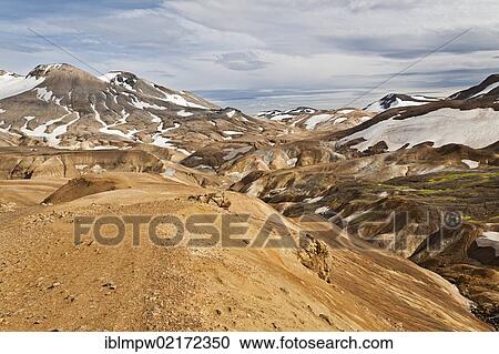 Stock Image - Colourful hills and rhyolite mountains of the Kerlingarfjoell geothermal area, Iceland, Europe. Fotosearch