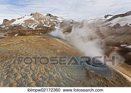 Stock Image - Colourful hills and rhyolite mountains of the geothermal area of Kerlingarfjoell Glacier, Iceland, Europe. Fotosearch