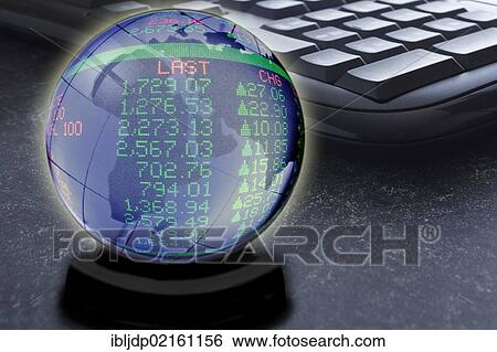 Computer keyboard and crystal ball displaying world stock tallies, symbolic image for global investments View Large Photo Image Stock Photograph - Computer keyboard and crystal ball displaying world stock tallies, symbolic image for global investments. Fotosearch