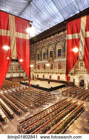 Stock Image - Copenhagen City Hall, interior, Copenhagen, Denmark, Europe. Fotosearch