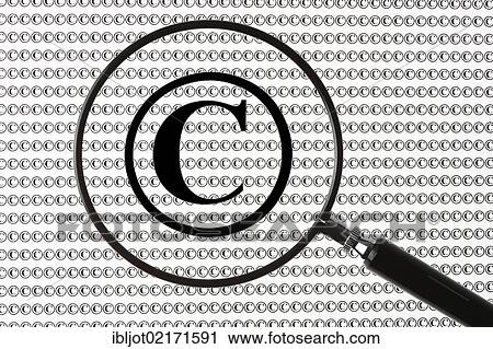 Stock Image - Copyright symbol through a magnifying glass, symbolic image for copyright protection. Fotosearch