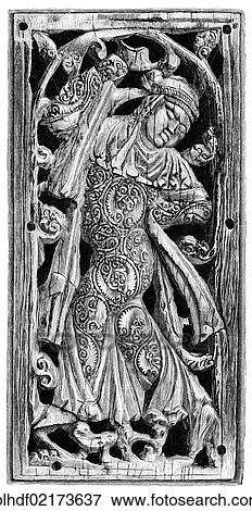 Stock Photo - Dancer at the Sicilian court, historical illustration from the 19th Century, after an ivory carving from the 12th Century. Fotosearch