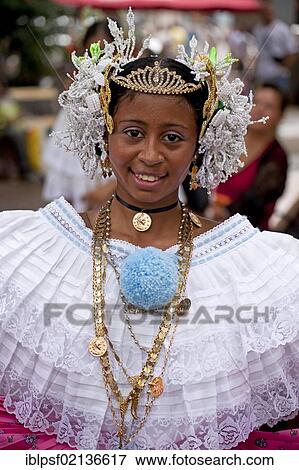 Dancer from a folklore group wearing a traditional costume with a headdress, Panama City, Panama, Central America, North America View Large Photo Image Stock Photo - Dancer from a folklore group wearing a traditional costume with a headdress, Panama City, Panama, Central America, North America. Fotosearch