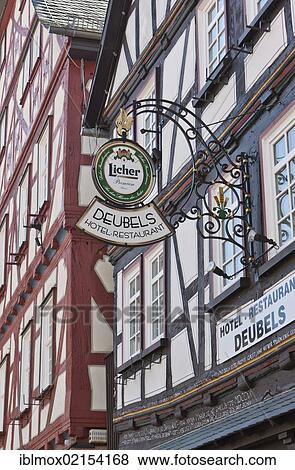 Deubel restaurant and hotel in the historic centre of Gruenberg, Hesse, Germany, Europe, PublicGround, Europe View Large Photo Image Stock Photo - Deubel restaurant and hotel in the historic centre of Gruenberg, Hesse, Germany, Europe, PublicGround, Europe. Fotosearch