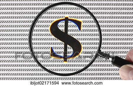 Dollar symbol through a magnifying glass View Large Photo Image Picture - Dollar symbol through a magnifying glass. Fotosearch