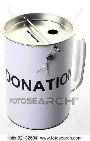 Picture - Donation box, labeled donation. Fotosearch