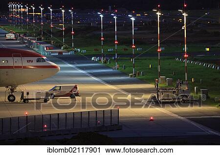 Duesseldorf airport, preparation of a passenger aircraft, night scene, Duesseldorf, North Rhine-Westphalia, Germany, Europe View Large Photo Image Stock Image - Duesseldorf airport, preparation of a passenger aircraft, night scene, Duesseldorf, North Rhine-Westphalia, Germany, Europe. Fotosearch