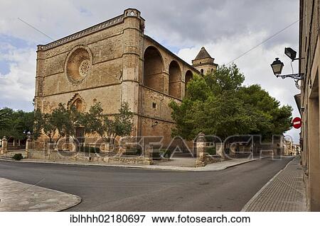 Stock Photo - Eglesia Sant Pere, St Peter's Church, Petra, Majorca, Balearic Islands, Spain, Europe. Fotosearch