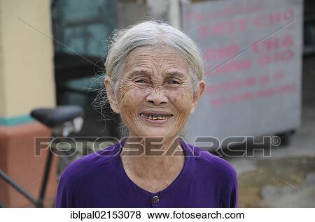 Stock Photo - Elderly woman, portrait, Van Long, Vietnam, Southeast Asia, Asia. Fotosearch