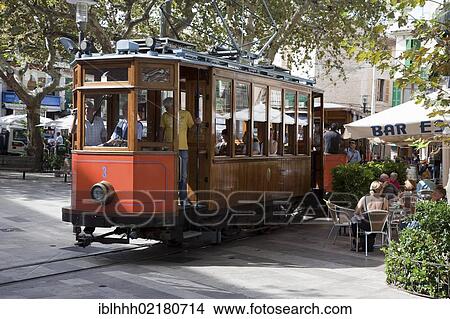 Electric tram from 1906, Soller, Majorca, Balearic Islands, Spain, Europe View Large Photo Image Picture - Electric tram from 1906, Soller, Majorca, Balearic Islands, Spain, Europe. Fotosearch