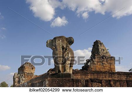 Stock Photo - Elephant statue made of stone at the Pre Rup temple in the Angkor Wat temple complex, Siam Reap, Cambodia, Southeast Asia, Asia. Fotosearch