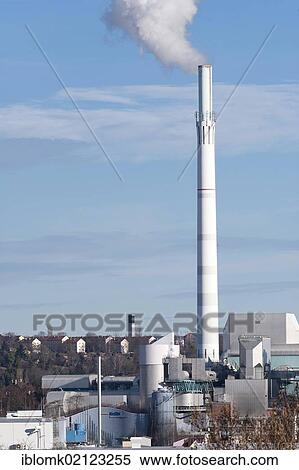 Stock Photography - EnBW power and incineration plant in Stuttgart-Muenster, Stuttgart, Baden-Wuerttemberg, Germany, Europe. Fotosearch
