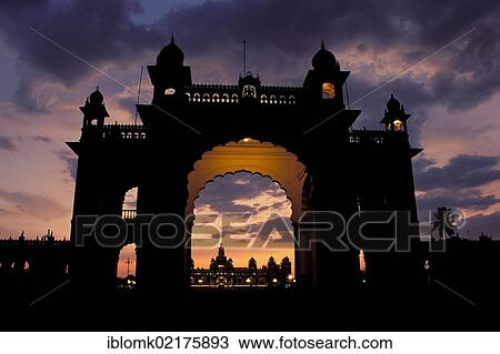 Entrance gate of Amba Vilas Palace at dusk, Mysore or Mysuru, Karnataka, South India, India, Asia View Large Photo Image Stock Image - Entrance gate of Amba Vilas Palace at dusk, Mysore or Mysuru, Karnataka, South India, India, Asia. Fotosearch