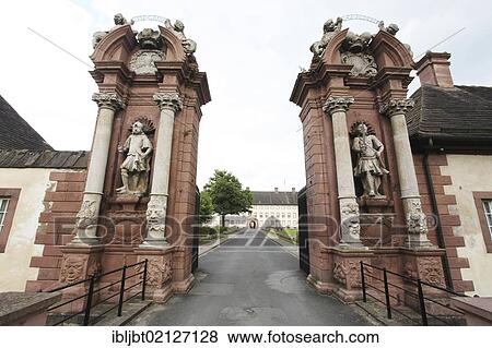 Stock Photo - Entrance gate to Schloss Corvey castle, former abbey, Hoexter, Weserbergland region, North Rhine-Westphalia, Germany, Europe. Fotosearch