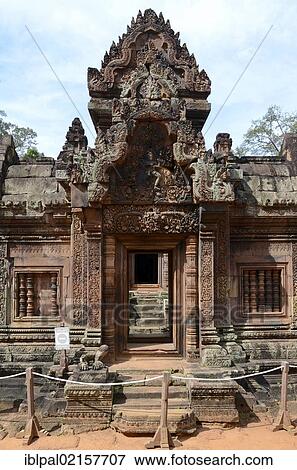 Entrance, temple, Banteay Srei, Angkor, Siem Reap, Cambodia, Southeast Asia, Asia View Large Photo Image Stock Photo - Entrance, temple, Banteay Srei, Angkor, Siem Reap, Cambodia, Southeast Asia, Asia. Fotosearch