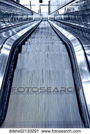 Stock Image - Escalator, going down, Berlin, Germany, Europe. Fotosearch
