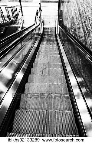Stock Photo - Escalator, going down, Berlin, Germany, Europe. Fotosearch