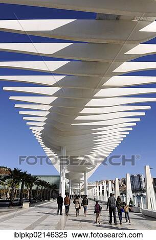 Stock Photography - Estacion Maritima pedestrian area in Malaga, Spain, Europe. Fotosearch