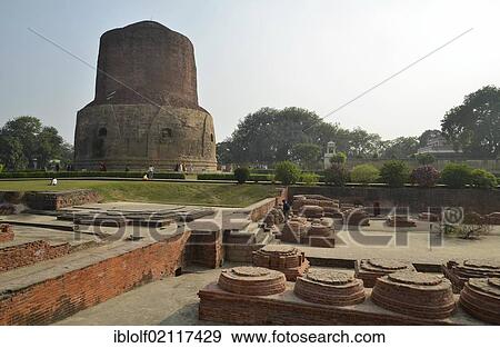 Excavations at the Stupa of Sarnath, Dhamekh Stupa, a holy place for Buddhists, Uttar Pradesh, India, Asia View Large Photo Image Stock Photo - Excavations at the Stupa of Sarnath, Dhamekh Stupa, a holy place for Buddhists, Uttar Pradesh, India, Asia. Fotosearch