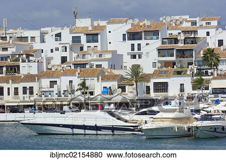 Stock Image - Exclusive marina of Puerto Banús, Marbella, Costa del Sol, Málaga province, Andalusia, Spain, Europe. Fotosearch
