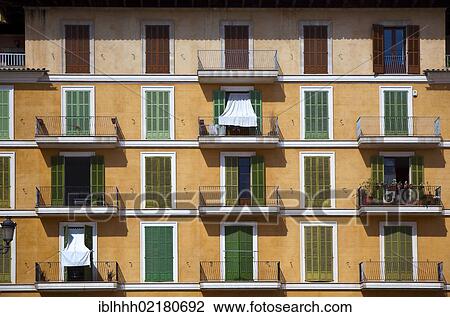 Stock Image - Facade of a house, Palma, Majorca, Balearic Islands, Spain, Europe. Fotosearch