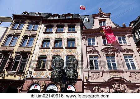 Facades on Marktplatz square, historic town centre, Mainz, Rhineland-Palatinate, Germany, Europe View Large Photo Image Stock Photograph - Facades on Marktplatz square, historic town centre, Mainz, Rhineland-Palatinate, Germany, Europe. Fotosearch