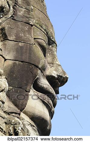 Picture - Face tower, Bayon, Angkor Thom, Siem Reap, Cambodia, Southeast Asia, Asia. Fotosearch