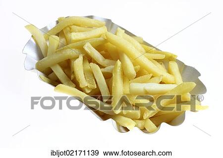 Stock Photo - Fast food, French fries on a paper plate. Fotosearch