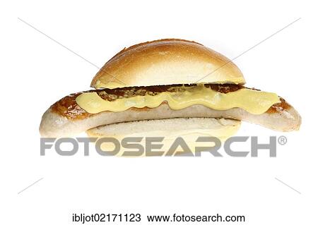 Fast food, grilled sausage in a bun with mustard View Large Photo Image Stock Image - Fast food, grilled sausage in a bun with mustard. Fotosearch