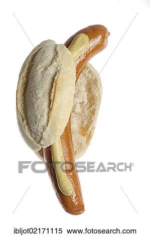 Fast food, hot dog, cooked sausage in a bun with mustard View Large Photo Image Stock Photography - Fast food, hot dog, cooked sausage in a bun with mustard. Fotosearch