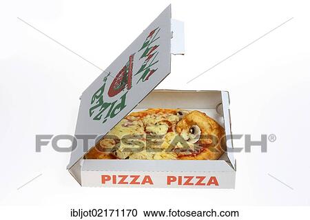 Fast food, pizza with pepperoni, mushrooms and artichokes, in a takeaway pizza box View Large Photo Image Stock Image - Fast food, pizza with pepperoni, mushrooms and artichokes, in a takeaway pizza box. Fotosearch